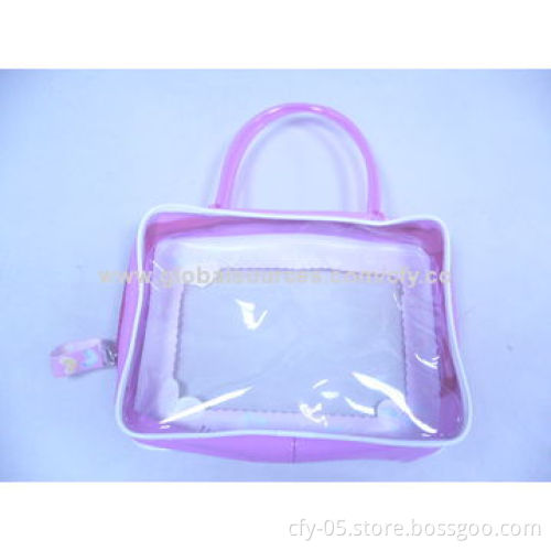 Clear PVC Toiletry Bag with Silkscreen, UV Offset Printing, EN71 Mark